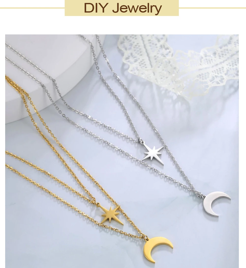 EUEAVAN 5 Stück North Star Charm Edelstahl Charms Kleiner Anhänger Halskette Zubehör Schmuckherstellung Zubehör Großhandel – Detail 7