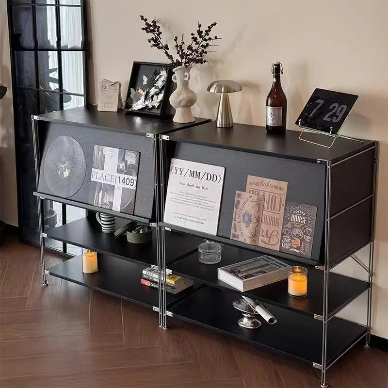 sx-Bauhaus Modern Durable Wood Living Room Storage Cabinet with Double Drawer Wheels Home Furniture