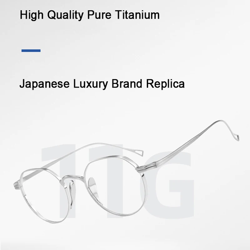 Japanese Brand Designer Pure Titanium Handmade Glasses Men Retro Round Optical Eyeglasses Anti-blue Light Ultralight Frame