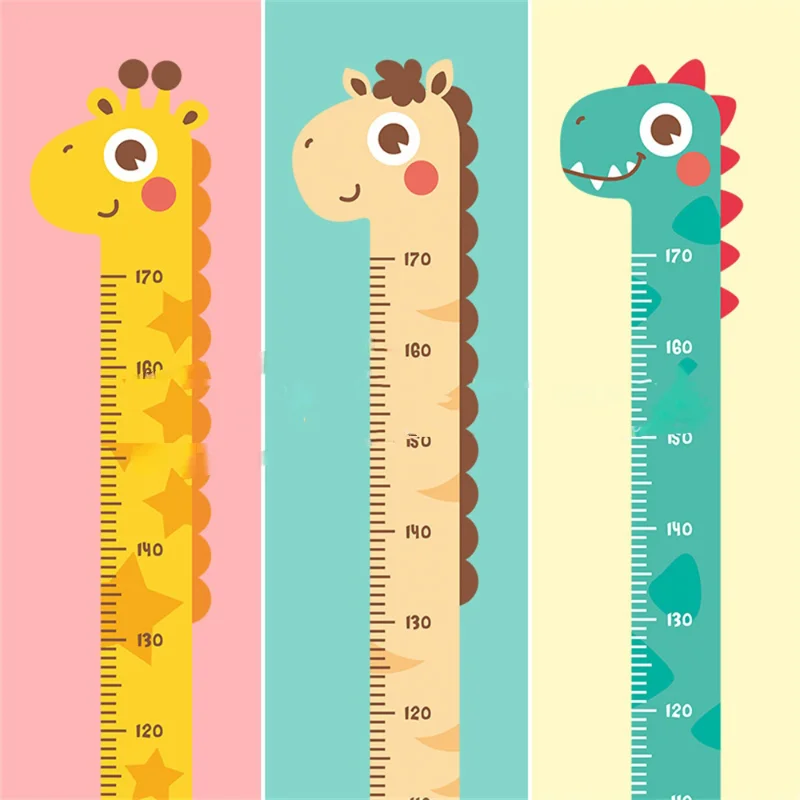 Cartoon Animals Height Measure Wall Stickers for Kid Rooms Animals Growth Chart Ruler Living Room Decor Children Gift