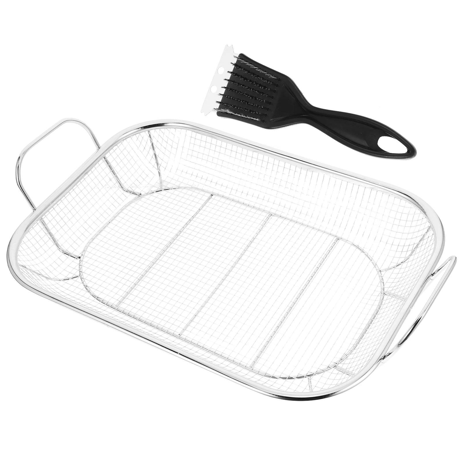 

1Set Stainless Steel Grill Basket Multi-Functional for Meat Vegetables Fine Mesh Drain Design Large Capacity Camping Cookware