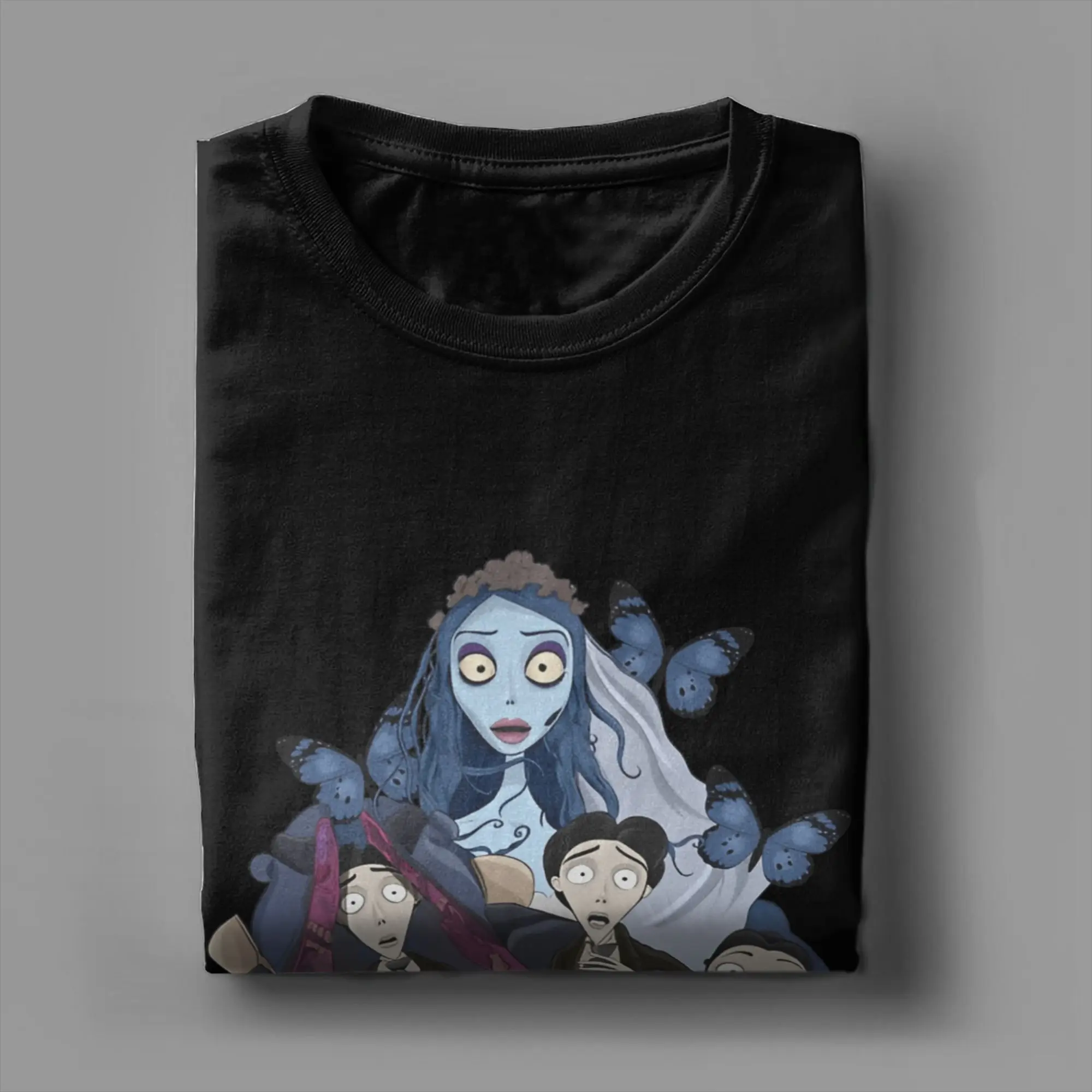 تيم بيرتونز جثة العروس الرجال تي شيرت الكرتون فيلم الجدة تيز قصيرة الأكمام س الرقبة تي شيرت القطن هدية فكرة الملابس
