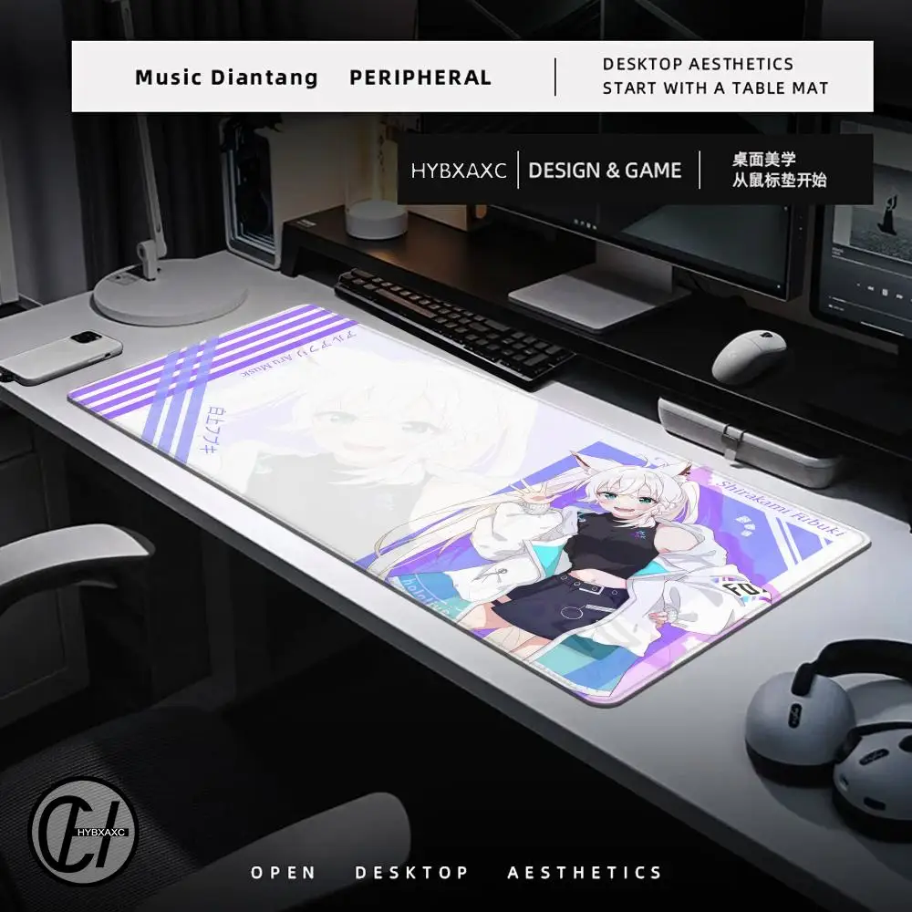 Gaming 1200x600 Mouse Pad Hololive Shirakami Fubuki Custom Keyboard Pad Desk Mat Laptop Soft Anti-slip Table Mat Mousepad