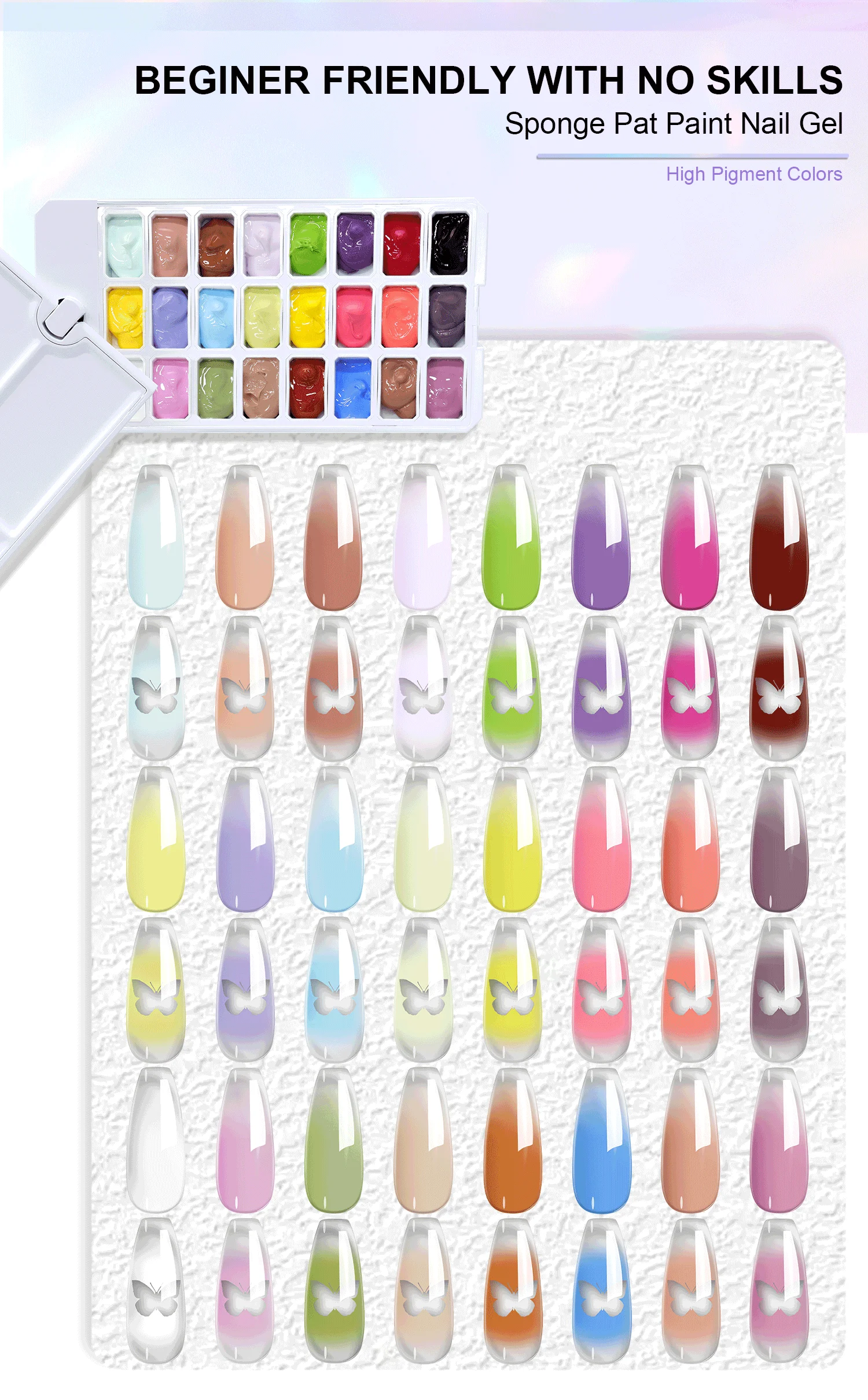 LIMEGIRL 24-Farben Waschfreie Malerei-Gel-Palette Nagelkunst-Design Farbverlauf-Malerei-Gel für Nagel-DIY Französische Maniküre-Design-Gel – Detail 2