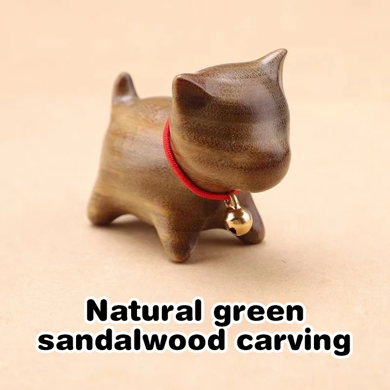 Creative Green Sandalwood Puppy Figurine - Adorable Vintage Black Sandalwood Dog Décor For Home Gift