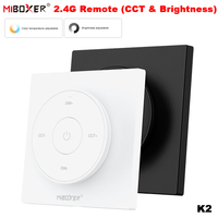 MiBoxer K2 2.4G Mini Circular Color Temperature Panel Remote Control Adjustable Dimmer Wireless Controller for Lamps/Controllers