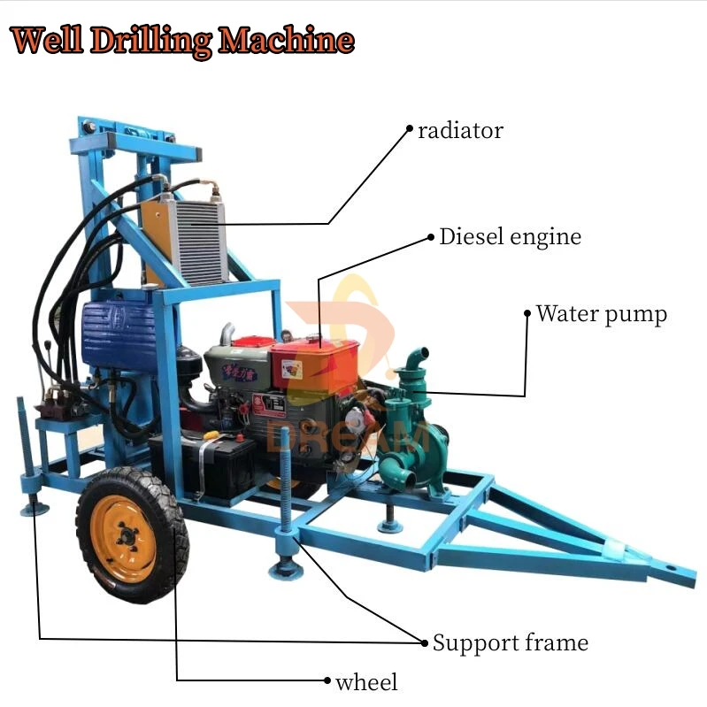 100-300m Water Well Drilling Machine Small Water Well Bore Hole Drilling Rig Well Water Drilling Machine Rig