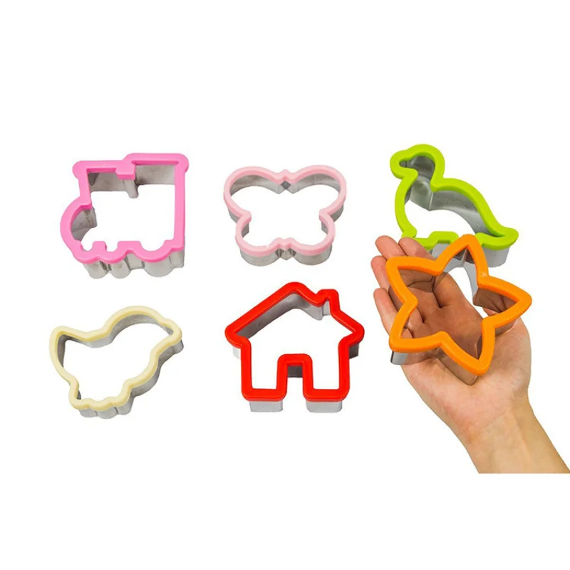 2PCS Sandwich Cutter Set for Kids Animal Dinosaur Star Heart Shape Stainless Steel Bread Mould Metal Cookie Cutters Mold Baking