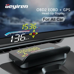 GEYIREN HUD Head Up Display Auto OBD2 GPS Dual System proiettore per Auto Glass Security Water temp Alarm accessori elettronici