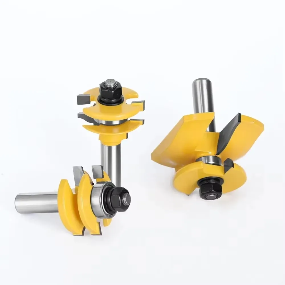 3PC 1/2" 12.7MM 12MM 생크 밀링 커터 목공 조각 오지 레일 & 스타일 백커터 라우터 비트 패널 라이저 목재 세트 테논 비트