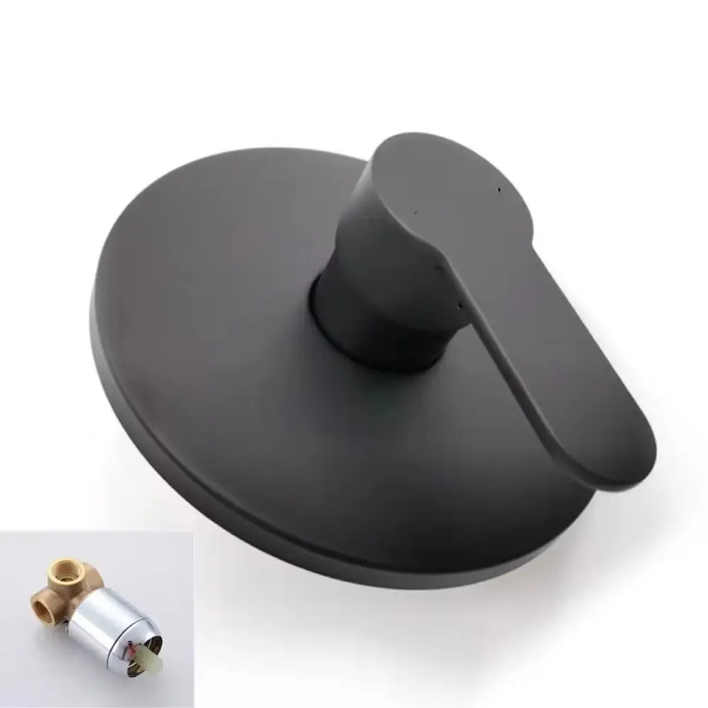 

Brass Construction Wall Mount Shower Faucet Matte Black Circular Design Shower Valve Internal Thread Single Function Bath Mixer