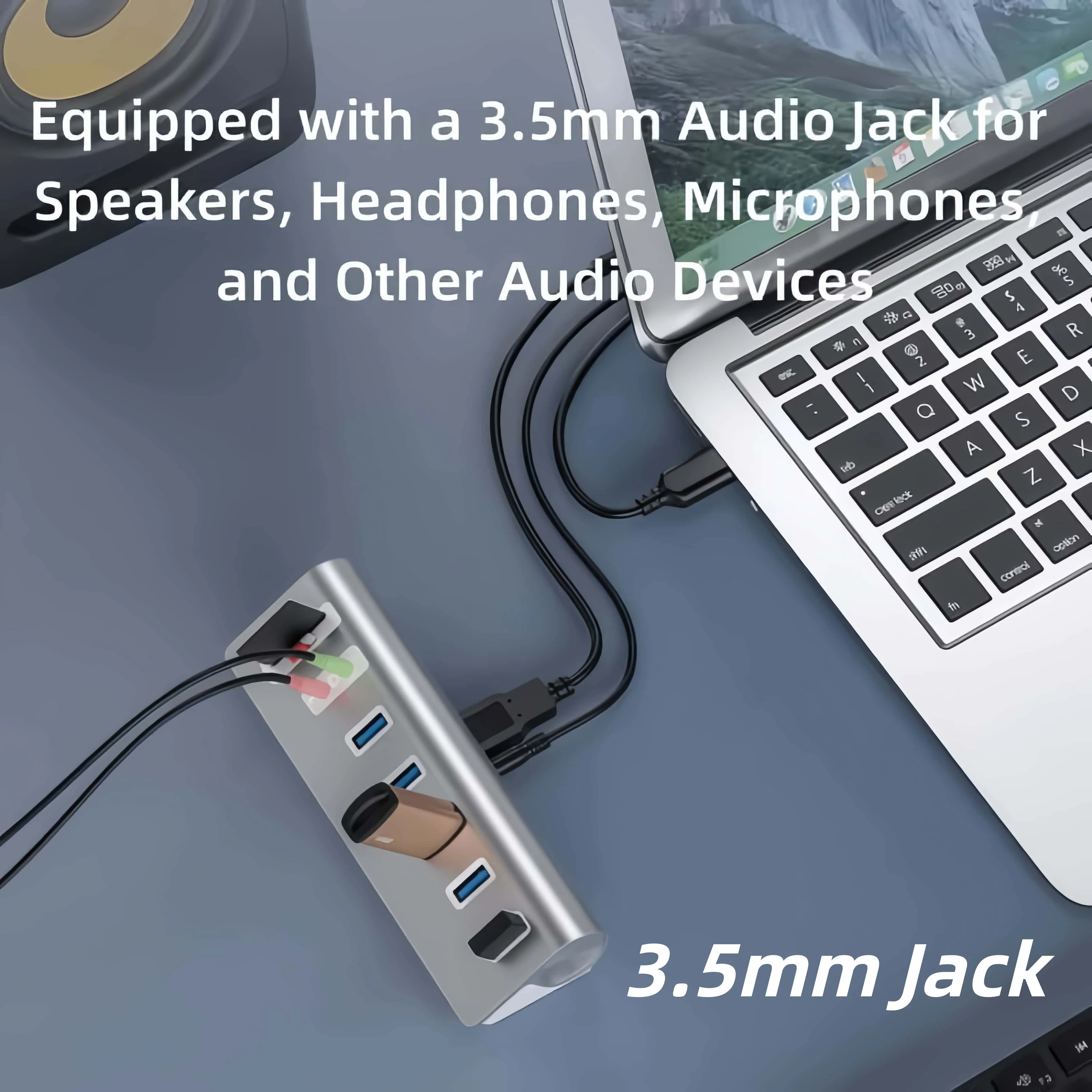 Hub USB 3.0 5Gbps Kecepatan Tinggi 9 in 1 Jack Audio Pembaca Kartu SD TF 3.0 dengan Catu Daya USB Splitter Multi Port untuk Laptop PC