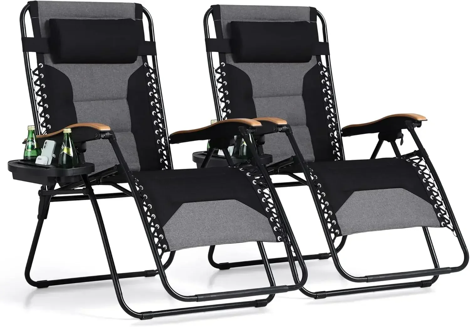 Foldable Patio Recliner, XXL Oversized Padded Zero Gravity Chair, 30