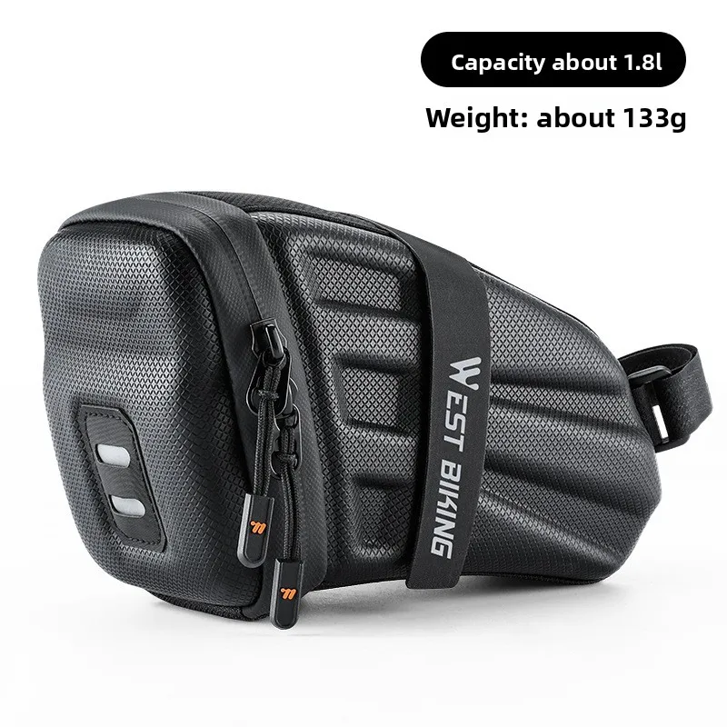 

WEST BIKING 1.8L EVA Hard Saddle Bag, Waterproof Reflective Strip, Portable Tool Bag for MTB Road Bike