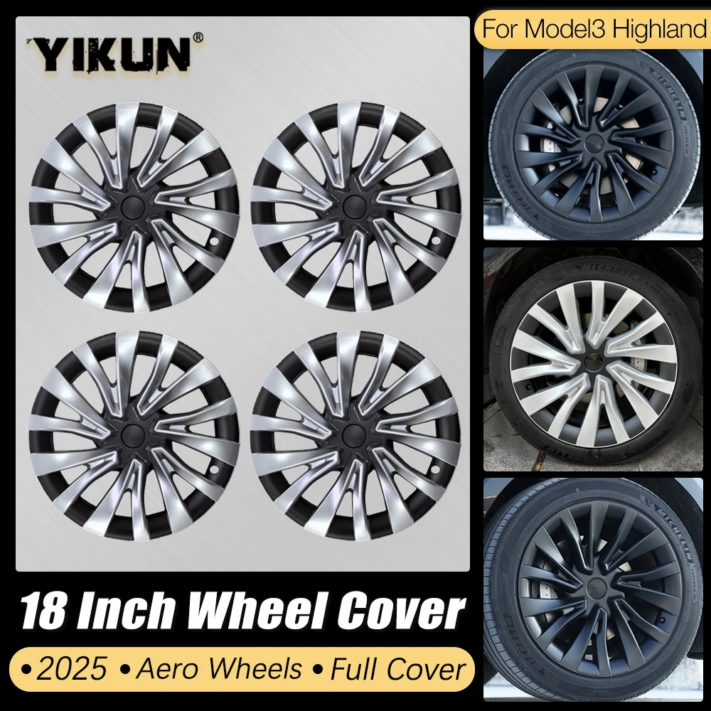 

4PCS HubCap for New Tesla Model 3 Highland 2025 Performance 18 Inch Wheel Cap Replacement Automobile Full Rim Cover Accessories