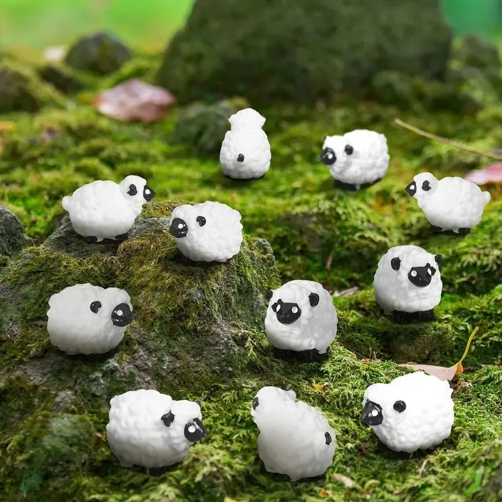 10pcs Miniature Sheep Figurines, Tiny Resin Plastic Sheep Statues, Mini Animal Decor for Fairy Garden & Micro Landscape