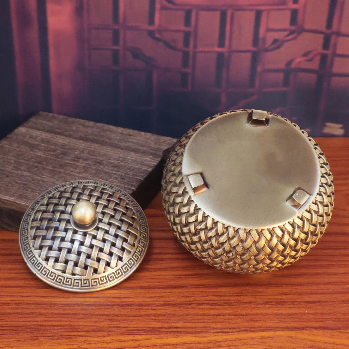 Brass braided incense burner Chinese classical agarwood incense holder Zen incense Censer tea ceremony ornaments