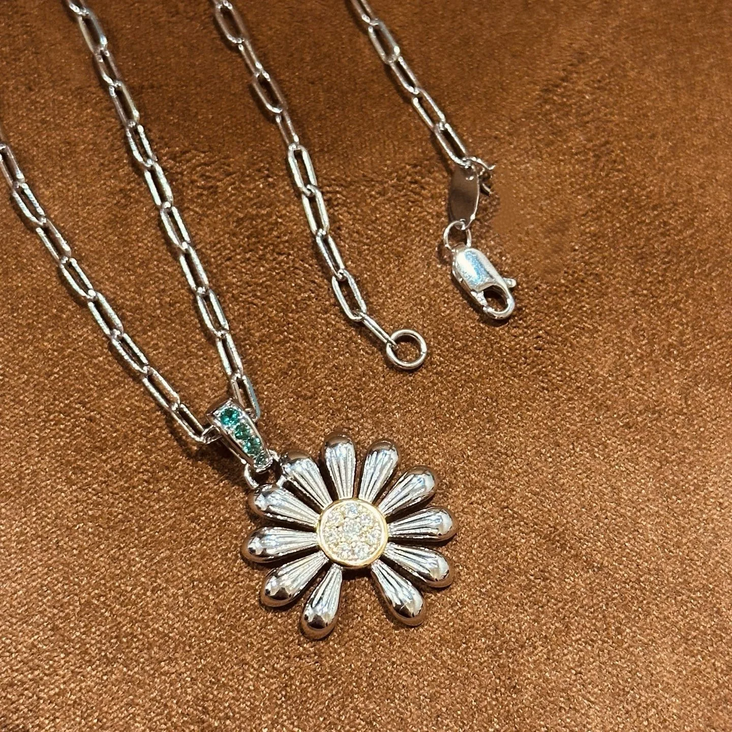 

100% стерлингового серебра 925 пробы, цирконий AAA, маленькое ожерелье в форме ромашки для женщин, ювелирные изделия