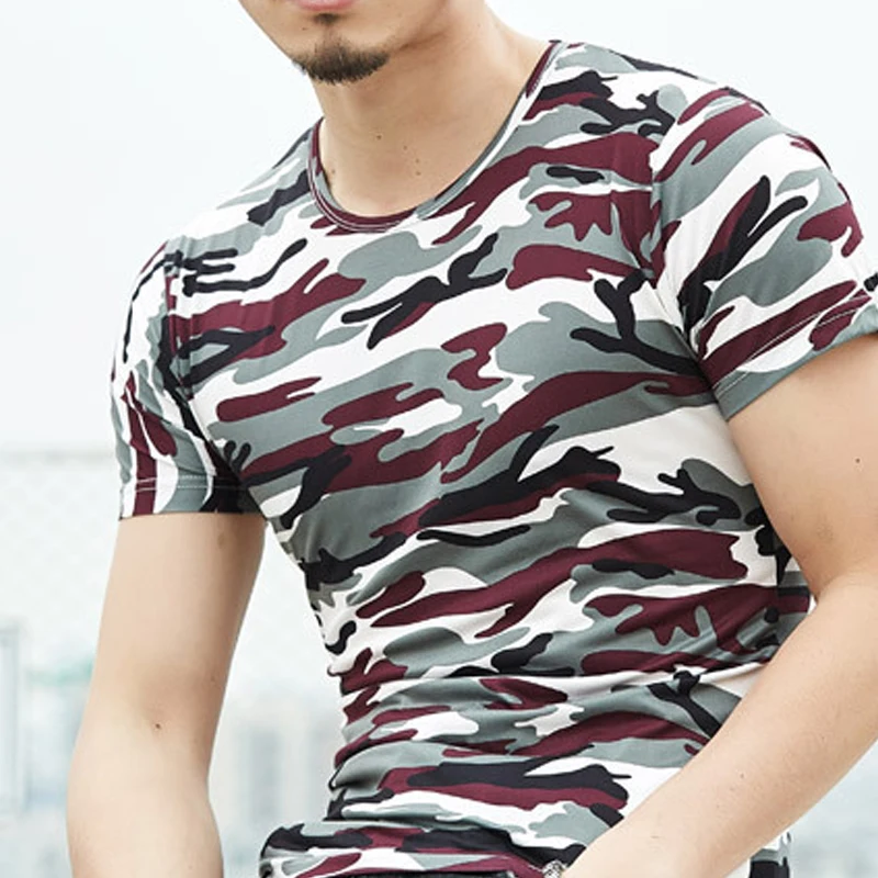 Men's Camo Tshirts Quick Dry Summer Short Sleeves Sport Top Tees Gym Bodybuilding Fitness Casual Streetwear O Neck Sportswear