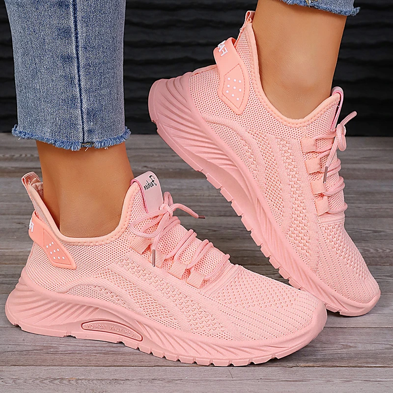 Soft Bottom Lace Up Women Sport Flats Shoes Leisure Breathable Tennise Lightweight Sneakers 2024 New Shallow Femmer Loafers