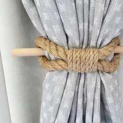 Nordic solid wood stick thick cotton rope hemp rope, simple curtain binding rope bedroom, living room decoration, curtain buckle