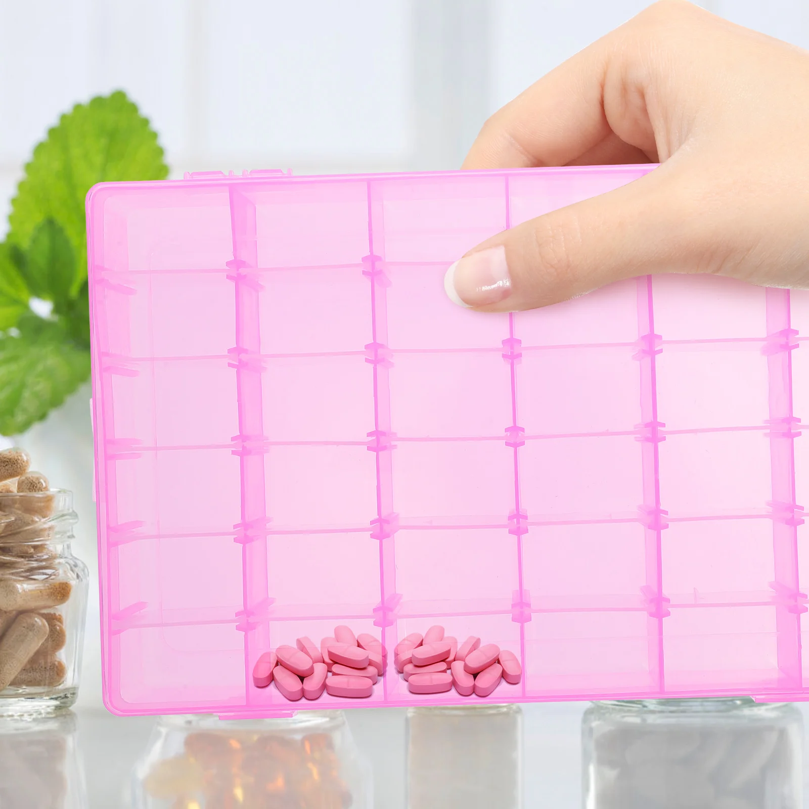 

36 Grids Clear Plastic Storage Box Organizer for Earrings Rings Beads Small Drugs Removable Dividers Adjustable Compartments
