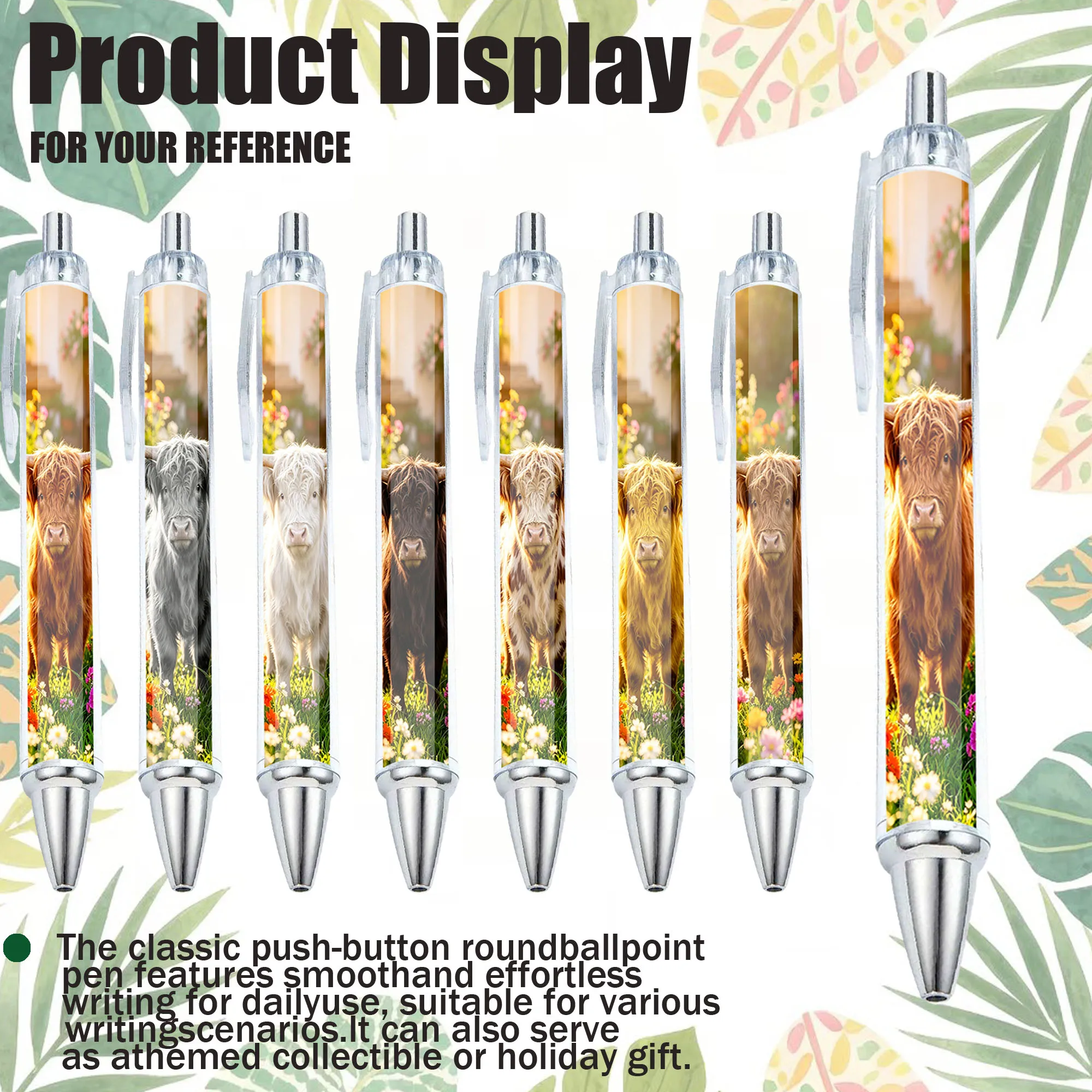 

7pcs/12pcs Highland Bull Ballpoint Pen Highland Bull Gift Pen School Company Medical Stationery Supplies Writing Smooth