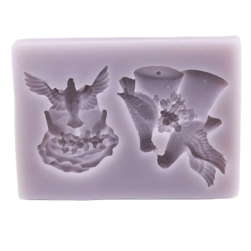 Religious Christmas Dove Symbol Silicone Mold Bell Dove Prayer Fondant Cake Decor Icing Chocolate Mould Baking DIY Sugarcraft