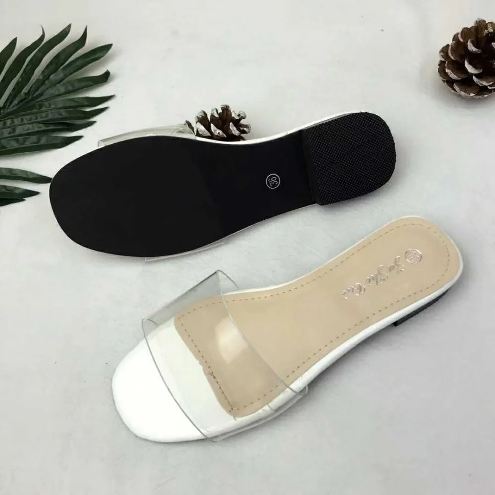 Women Transparent Black And White Slippers Open Toe Slides Summer Shoes Flattie Mixed Colors 48 34 Rome Style Fits True To Size