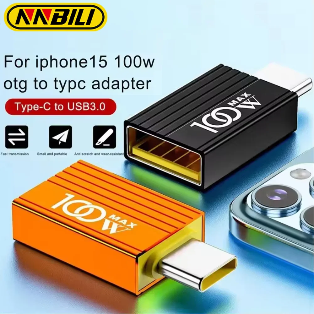 NNBILI 1-5 Stück 100W USB 3.0 Typ-C Datenadapter TypC OTG USB C Stecker auf USB Buchse Konverter Schnellladung Datenübertragung für iPhone