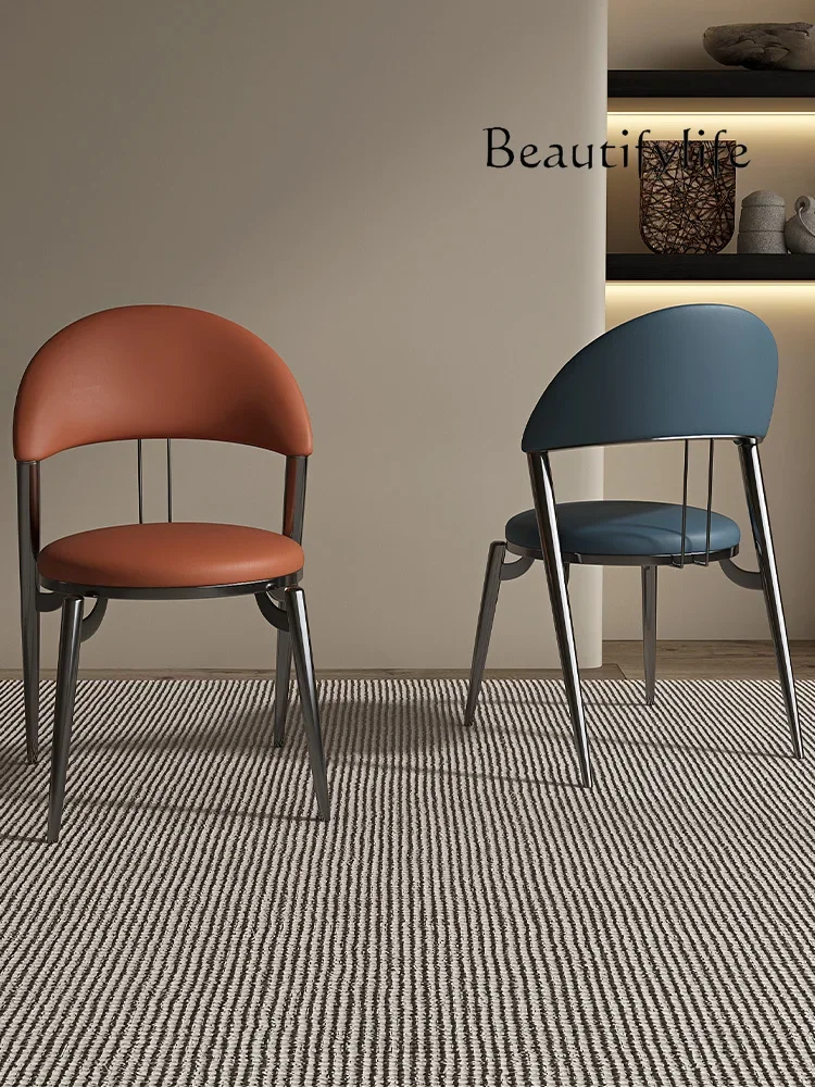 

Modern Minimalist Dining Table and Chair Home Nordic Light Luxury High-End Armchair Italian Minimalist Leisure Chair