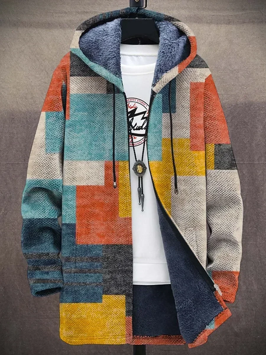 

Men Cardigans Coats Gradient Art Colorful Graphics Printed Fleece Plush Thick Winter Casual Streetwear Unisex Clothing