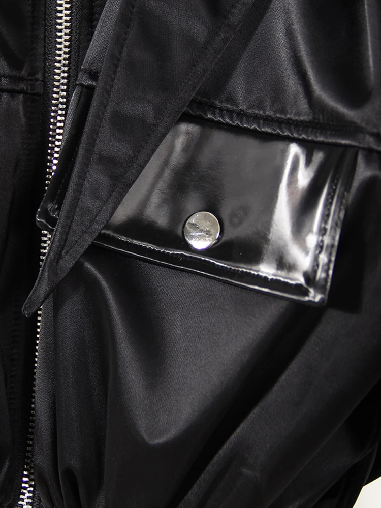 Eam-ルーズフィットの女性用ブラックレザージャケット,ラージサイズのコート,新しいラペル,長袖,春のファッション,秋,1de4530,2024