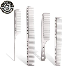 4PC Professional Hair Combs Aluminum Barber Hair Cutting Brush Anti-static Pro Salon Hairdressing Hair Care Styling Tools