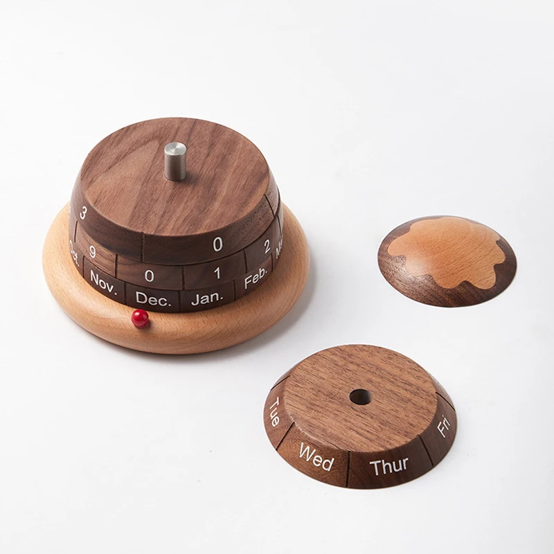 Wooden Desktop Rotation Planet Calendar Anti Stress Toys For Office Unique Novelty Gifts Creative Products