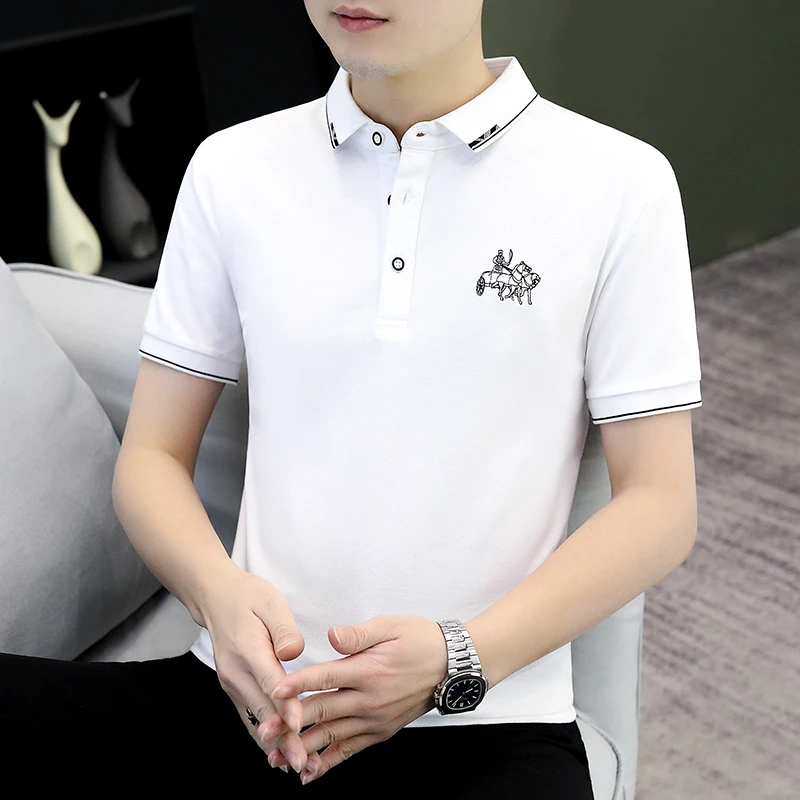 Brand 2026 Summer New Urban Style Men Polo Shirt Solid Slim Fit Short Sleeve Street Daily Male T-Shirt Trendy Office Tops