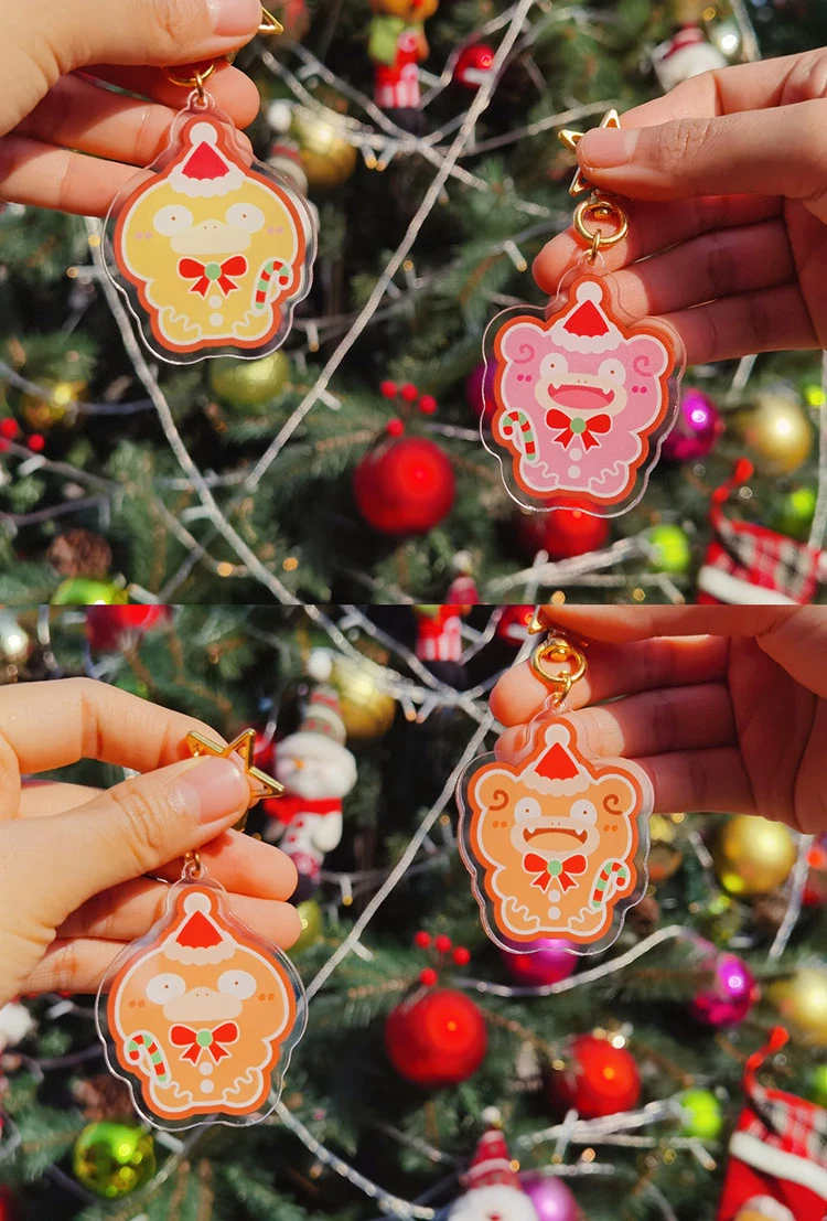 Kerstserie Anime Cartoon Slowpoke Eevee Charmander Bulbasaur Squirtle Magikarp Acryl sleutelhanger tas hanger