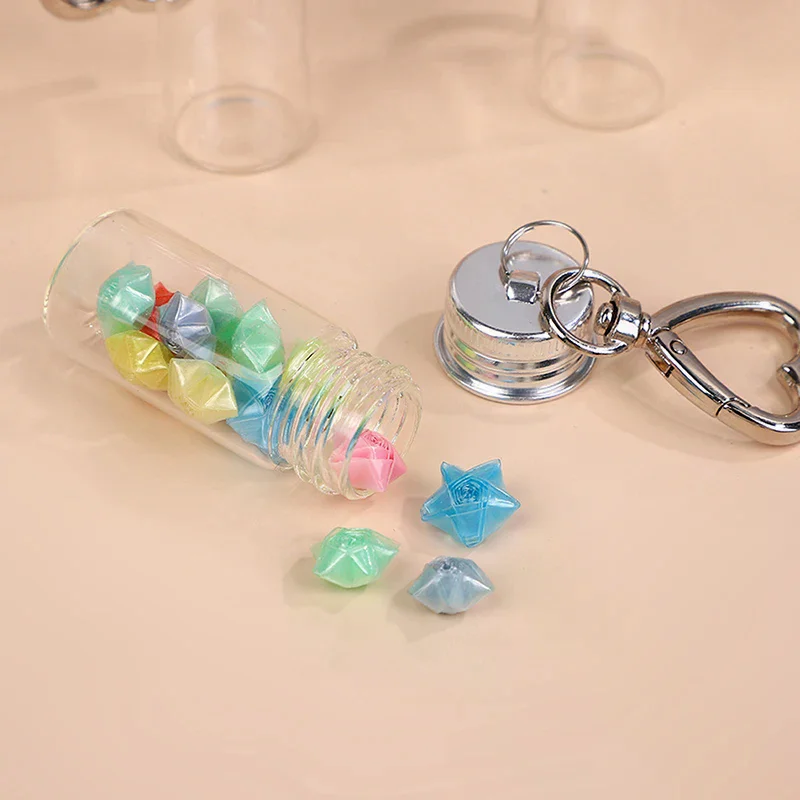 2/5Pcs 7/10ml Storage Bottle With Love Keychain Glass Bottles Aluminium Cap Empty Jars Liquid Containers Dispenser Decor