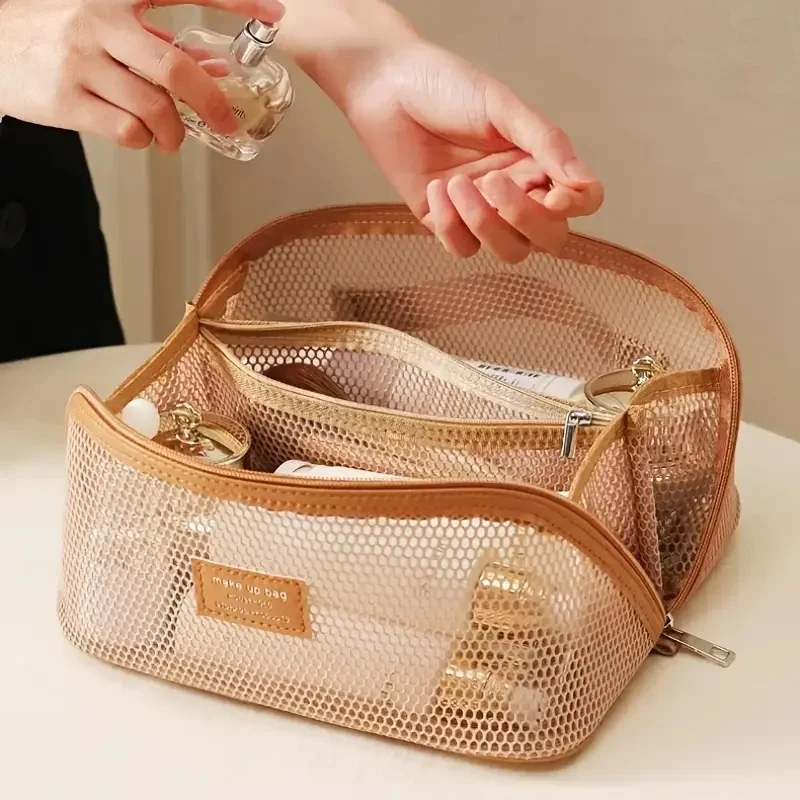 Netzgarn-Netzstoff Transparente Kosmetiktasche Große Kapazität Kissen-Reise-Essentials Toilettentasche Multifunktionale Kosmetiktasche – Detail 3