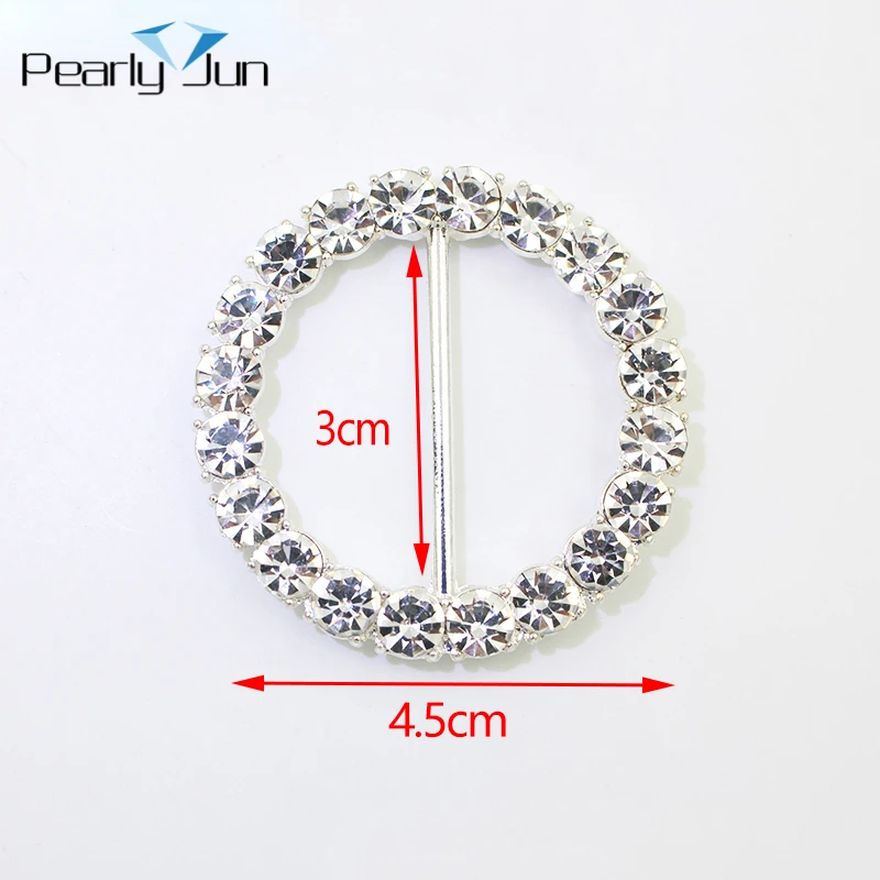 2 sztuk/partia 4.5cm(inner3cm) klasyczna srebrna biała kryształowa okrągła klamra DIY do paska torba na buty Rhinestone klamra KT022