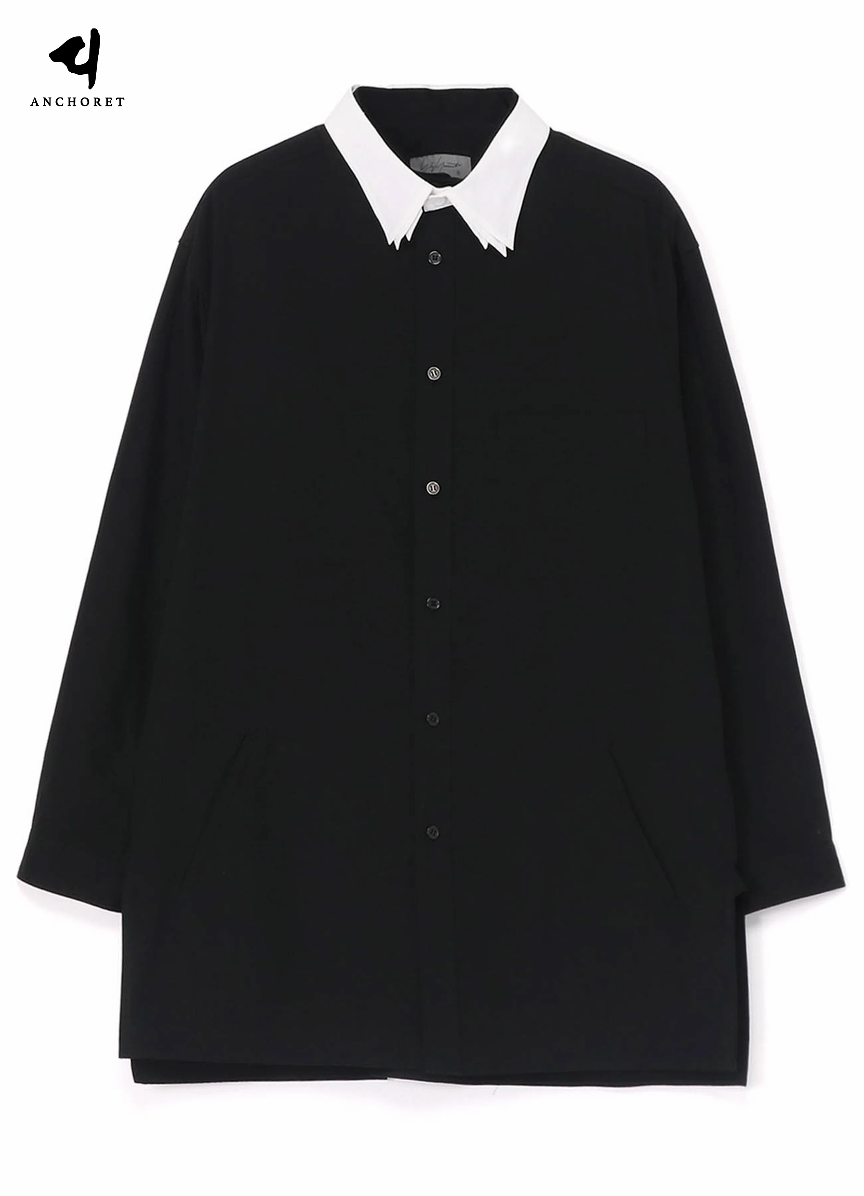 XS-6XL New 2024 Men Women's Clothing Catwalk Black Folded Collar Double Pocket Shirt Lovers Plus Size Costumes