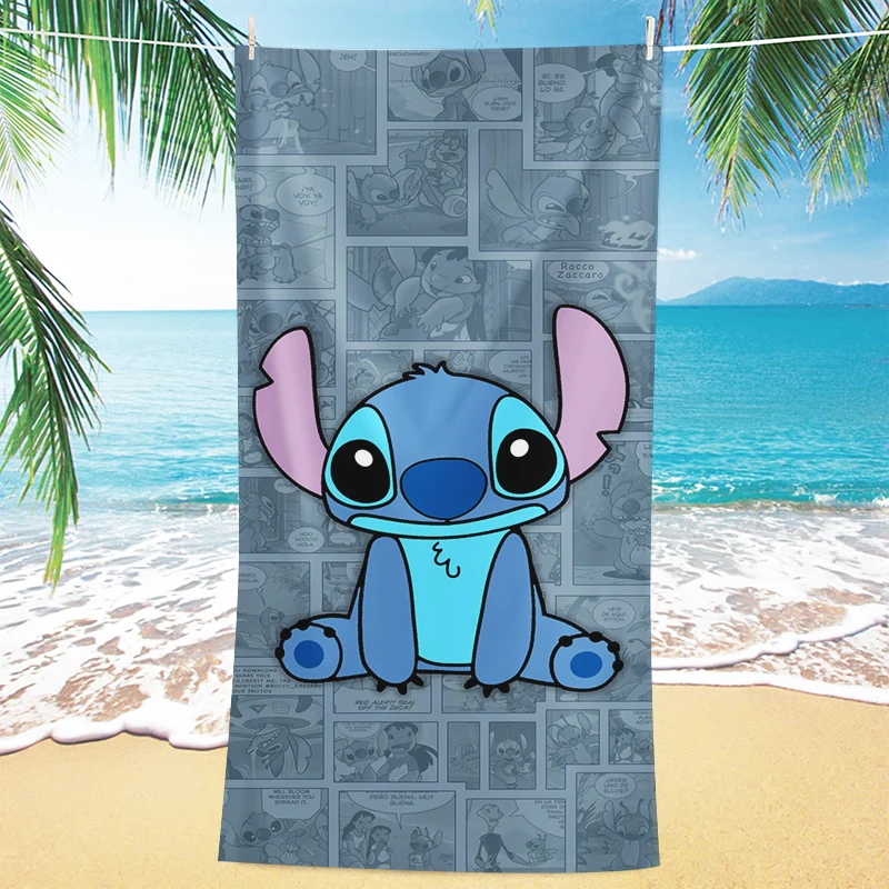 Beach Towel with Cute Stitch Pattern for Children and Adults, Microfiber Material, Soft and Comfortable Hotel Bathroom Towel