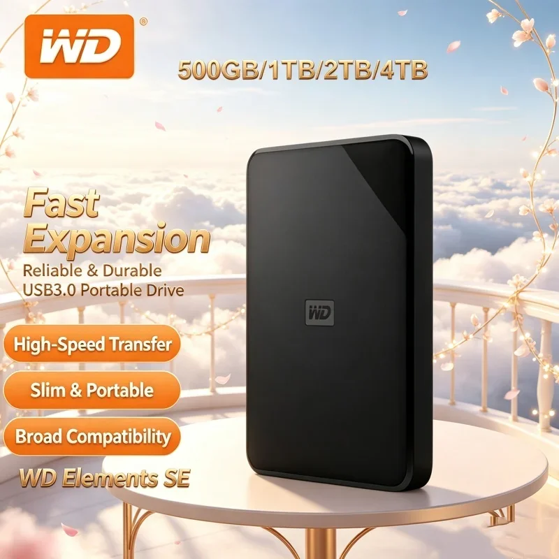 Western Digital WD Elements 5TB 4TB 2TB 1TB 2.5" HDD USB3.0 Durable External Hard Disk For Desktop PC Laptop Office File Backup
