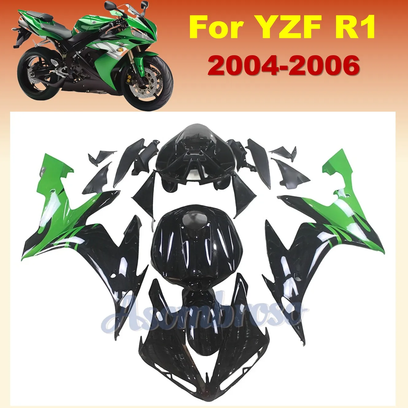 

Обтекатели ABS для YAMAHA 2004 YZFR1 YZF1000 2005 YZF R1 2006 YZF-R1, пластиковый комплект для мотоцикла | Зеленый Черный