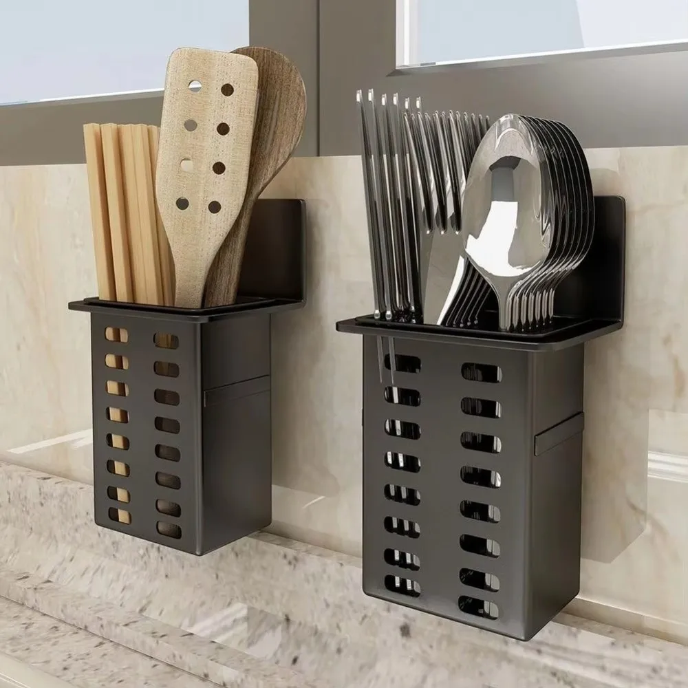 Wall Mounted Wall Toothbrush Holder Hanging Bracket No Drill Bathroom Storage Box Self Adhesive Toothpaste Rack Kitchen Bathroom
