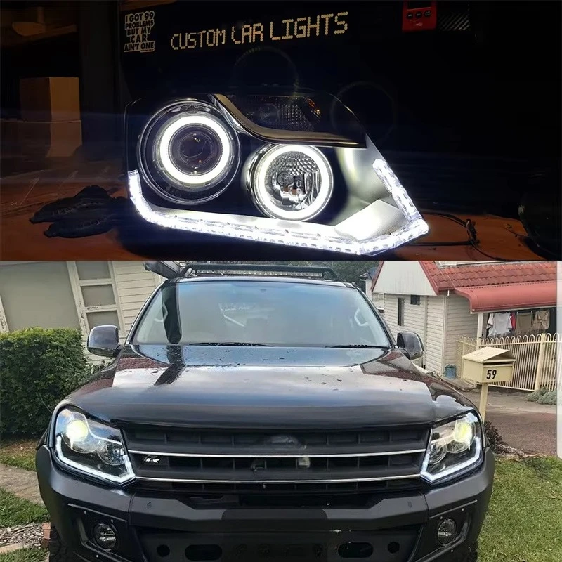 For Volkswagen Amarok 2010-2022 Headlights With Switchback White/ Amber DRL & Multicoloured Halos Front Lamps