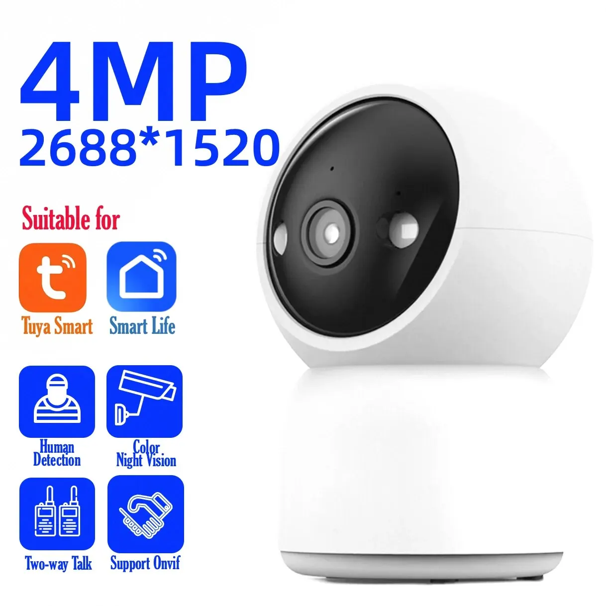 Tuya 3MP/4MP Indoor WiFi IP Camera AI Human Detect Night Vision Surveillance Camera Smart Life Onvif Baby Monitor Smart Home