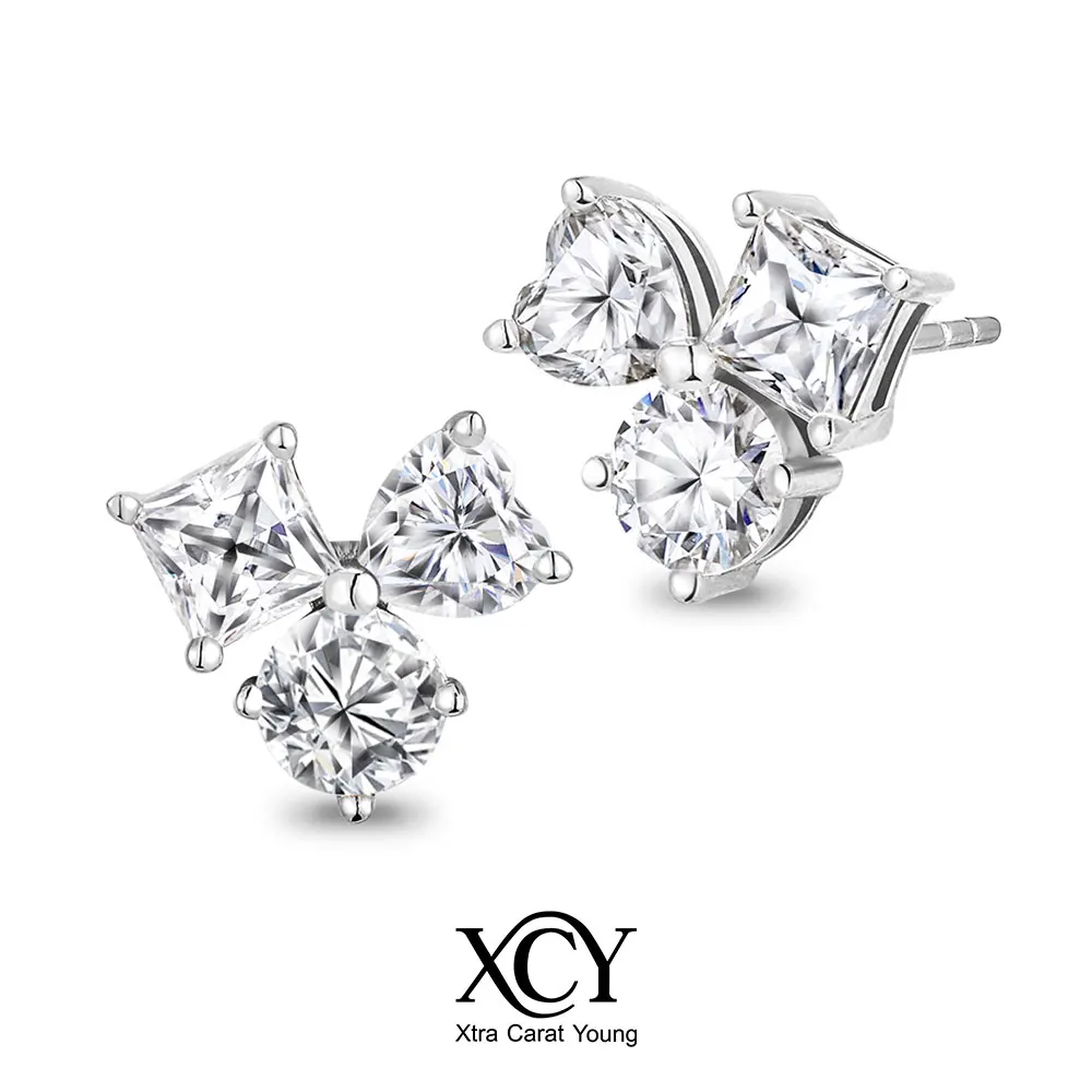 

XCY Mixed Cut Moissanite Stud Earrings for Women 925 Silver Hypoallergenic Diamond Earrings Daily Wear Wedding Party Jewelry