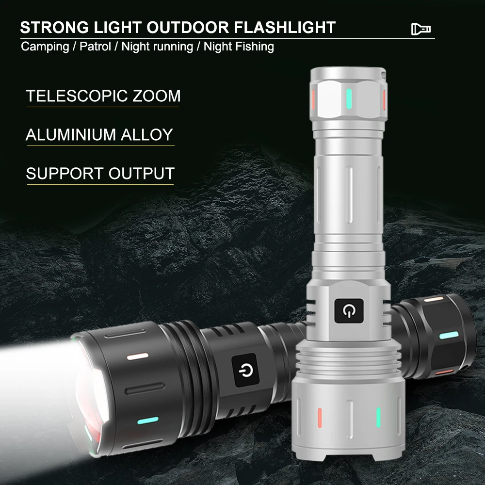 Asafee JF023 LED Flashlight Laser Hand Torch 5800LM Handlight IPX5 Waterproof USB Rechargeable Outdoor Light Lamp Fluorescence