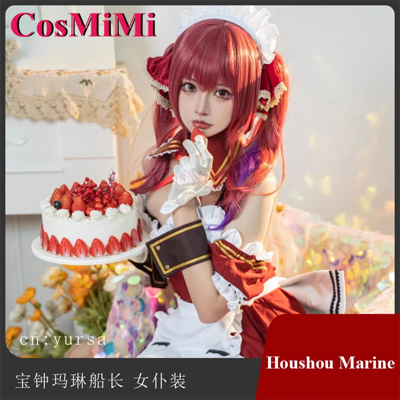 

CosMiMi Anime VTuber Hololive Houshou Marine Cosplay Costumes Fashion Sweet Maid Dress Women Carnival Party Role Play Clothing
